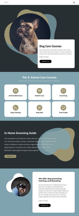 Dog Care Courses - HTML Web Page Template