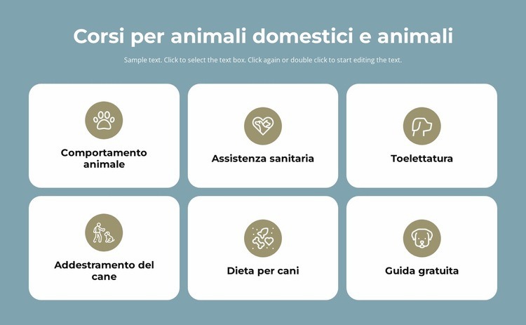 Corsi per la cura degli animali domestici Costruttore di siti web HTML