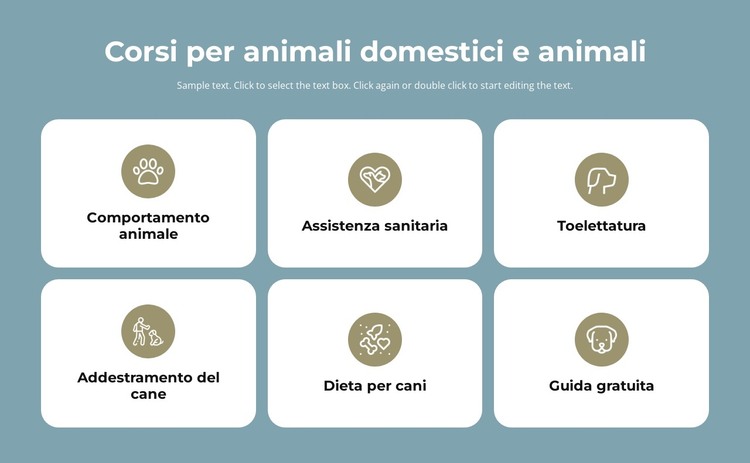 Corsi per la cura degli animali domestici Modello HTML