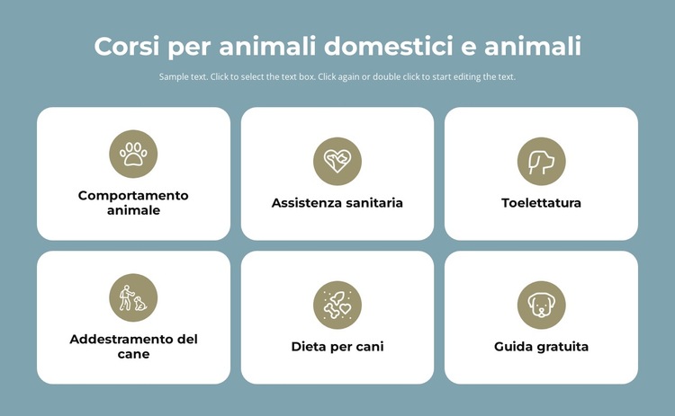 Corsi per la cura degli animali domestici Modello di sito Web