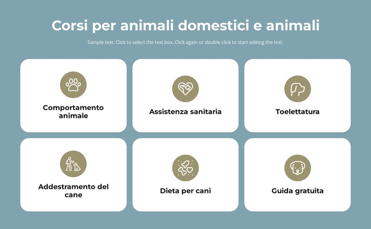 Corsi per la cura degli animali domestici Tema WordPress