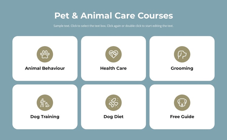 Pet care courses Joomla Page Builder