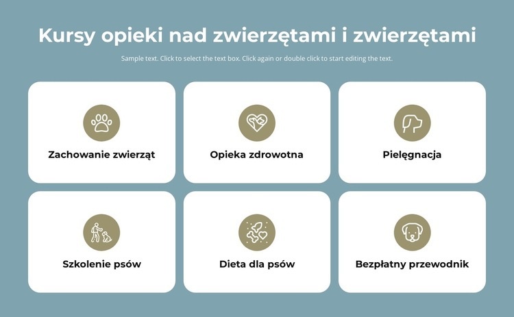 Kursy opieki nad zwierzętami Szablony do tworzenia witryn internetowych