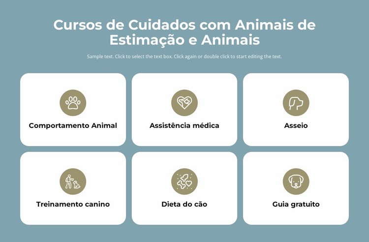 Cursos de cuidados com animais de estimação Landing Page