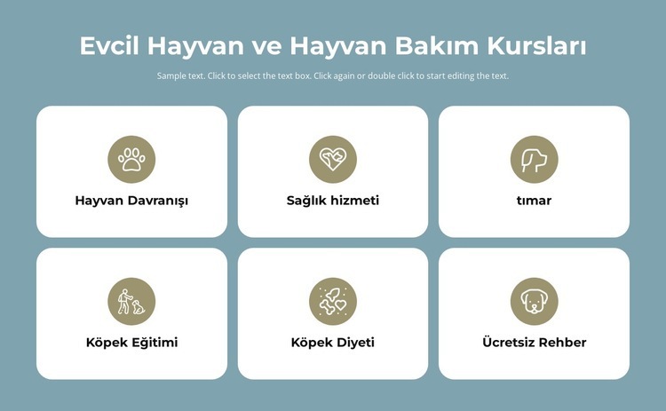 Evcil hayvan bakım kursları HTML5 Şablonu