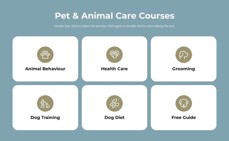 Pet care courses Web Page Design