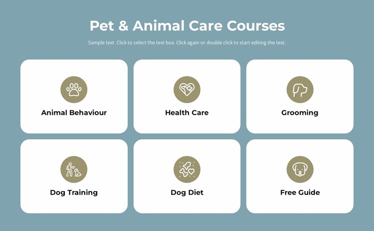 Pet care courses Website Mockup