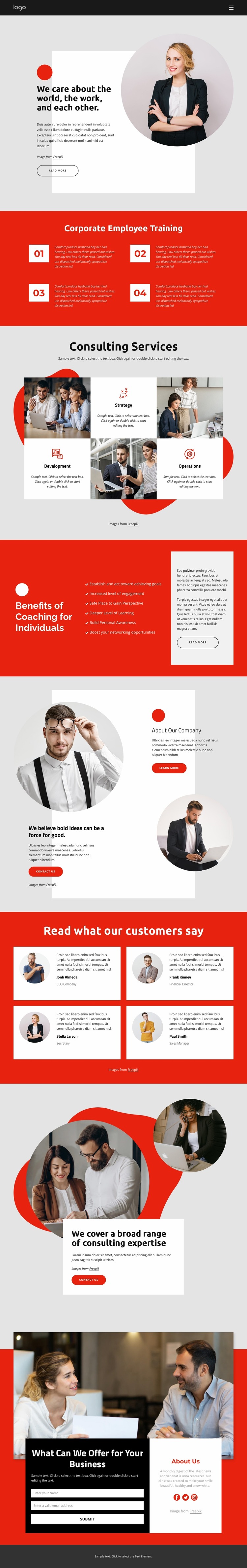 Growth-oriented business consultancy Website Mockup