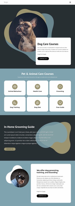 Dog Care Courses - Template To Add Elements To Page