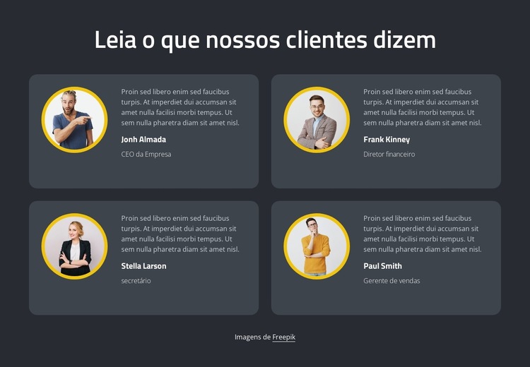 Feedbacks incríveis Modelo de site