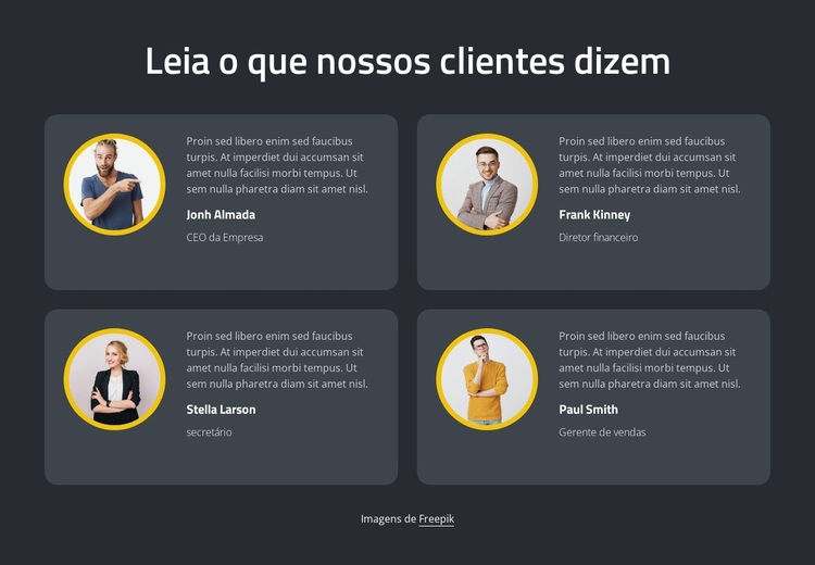 Feedbacks incríveis Tema WordPress