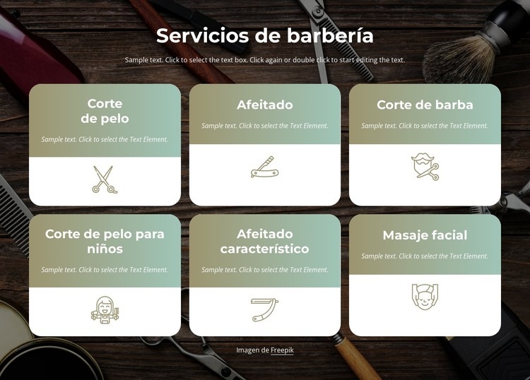 Servicios de corte de pelo, barba y afeitado Página de destino