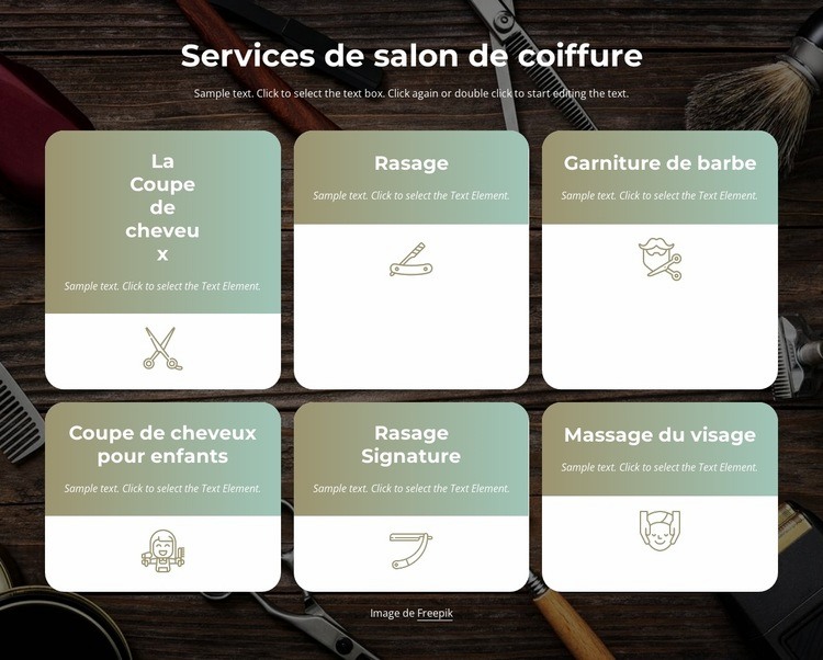 Services de coupe de cheveux, de barbe et de rasage Maquette de site Web