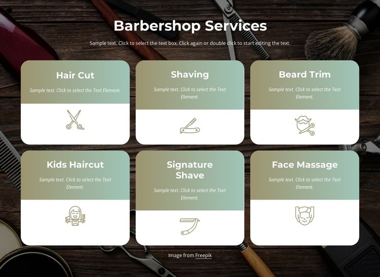 Haircut, beard, and shave services Homepage Design