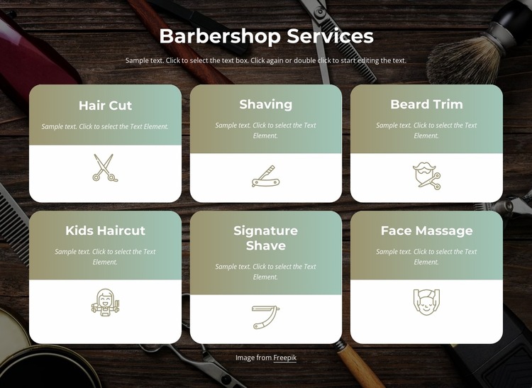 Haircut, beard, and shave services Html Website Builder