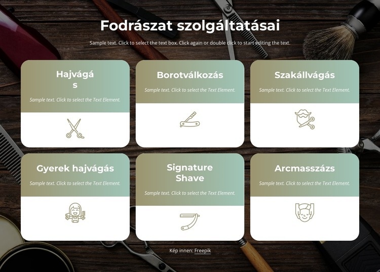 Hajvágás, szakáll és borotválkozás CSS sablon