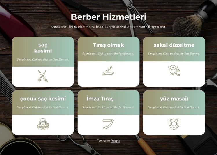 Saç kesimi, sakal ve traş hizmetleri CSS Şablonu