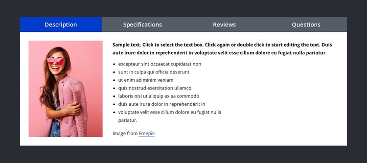 Tabs on dark background CSS Template