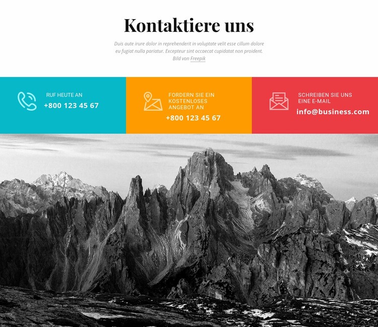 Farbig kontaktieren Sie uns Website Builder-Vorlagen