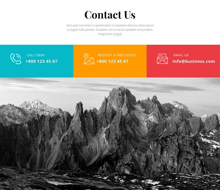 Colored contact us Web Page Design