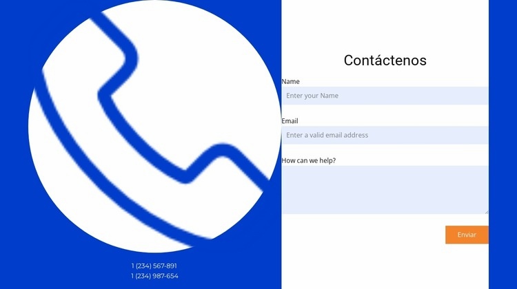 Formulario de contacto en split Diseño de páginas web