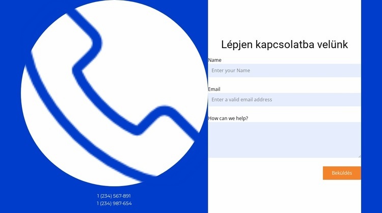 Kapcsolatfelvételi űrlap osztott formában HTML Sablon