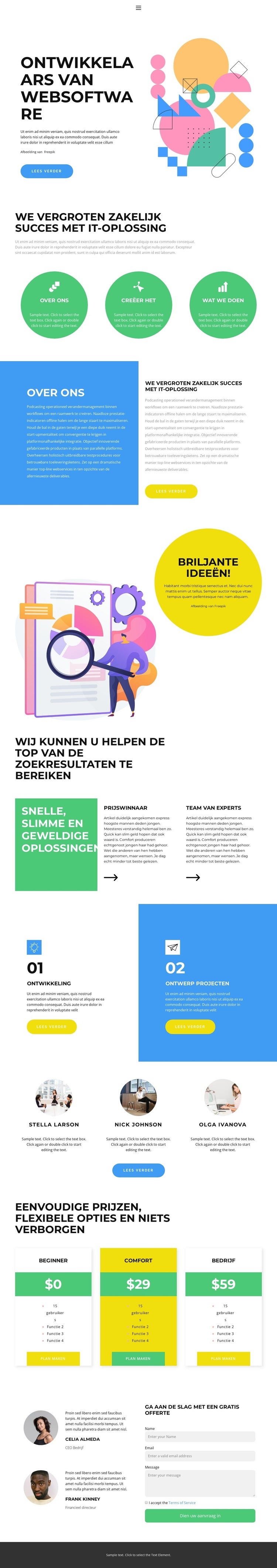 Ontwikkeling vanaf nul Website mockup