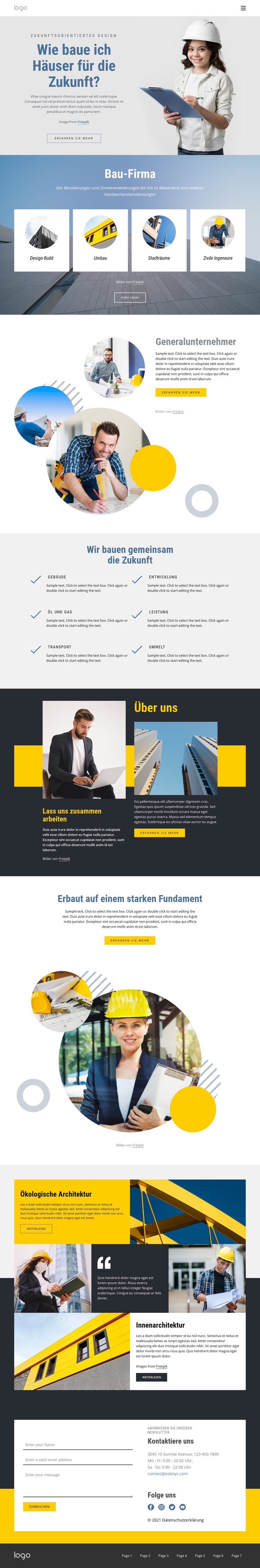 Generalunternehmer HTML5-Vorlage