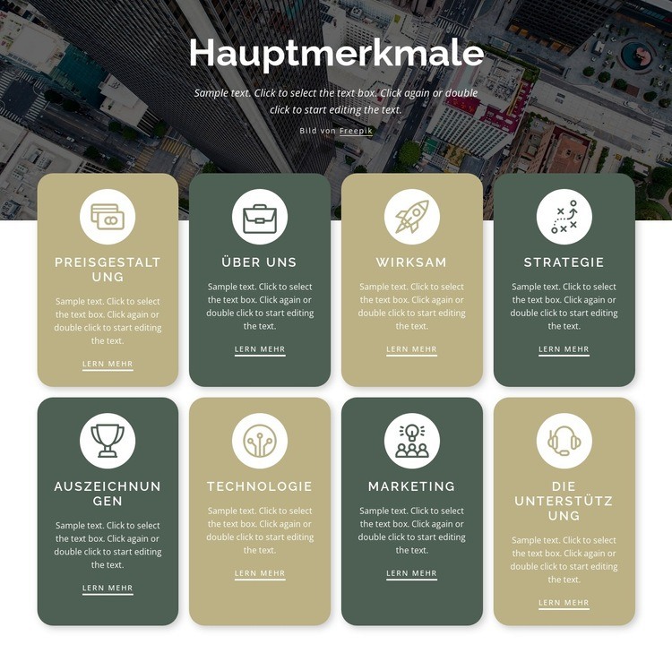 8 Hauptmerkmale Website Builder-Vorlagen