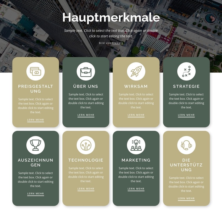 8 Hauptmerkmale Website-Vorlage