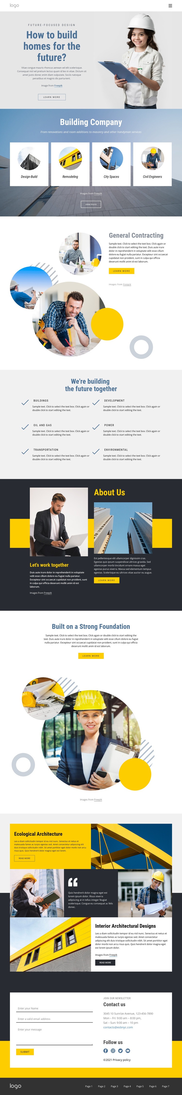 General contracting company Elementor Template Alternative