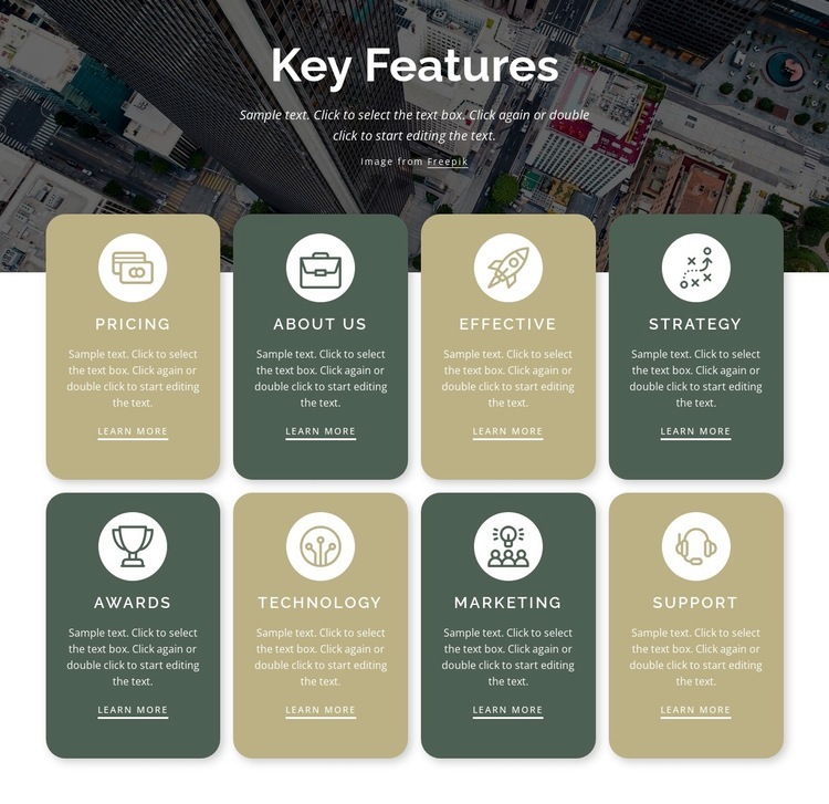 8 Key features Homepage Design