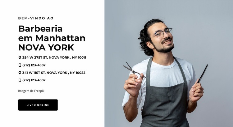 Barbearia em Nova York Construtor de sites HTML