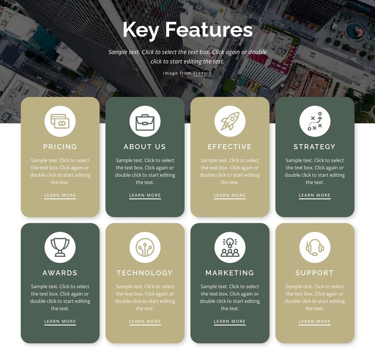 8 Key features Template