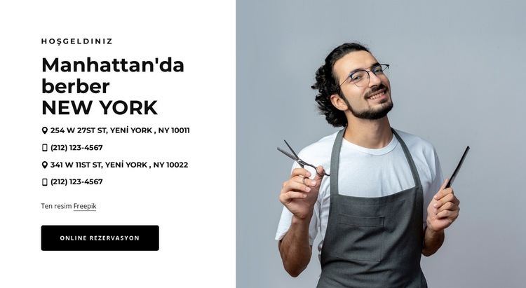 New York'ta berber dükkanı Web Sitesi Mockup'ı