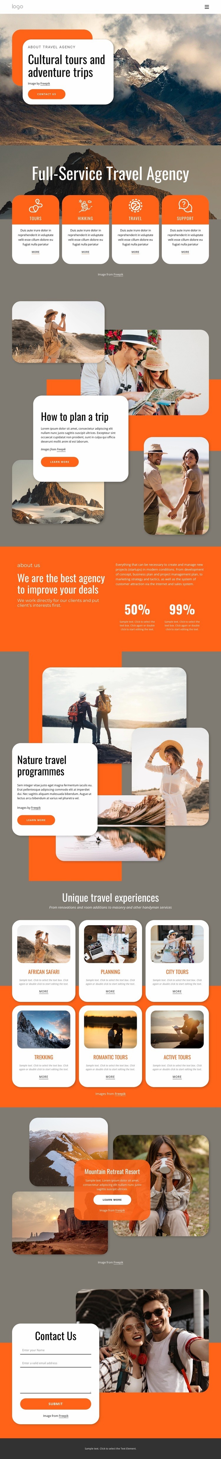 Group travel for all ages Homepage Design
