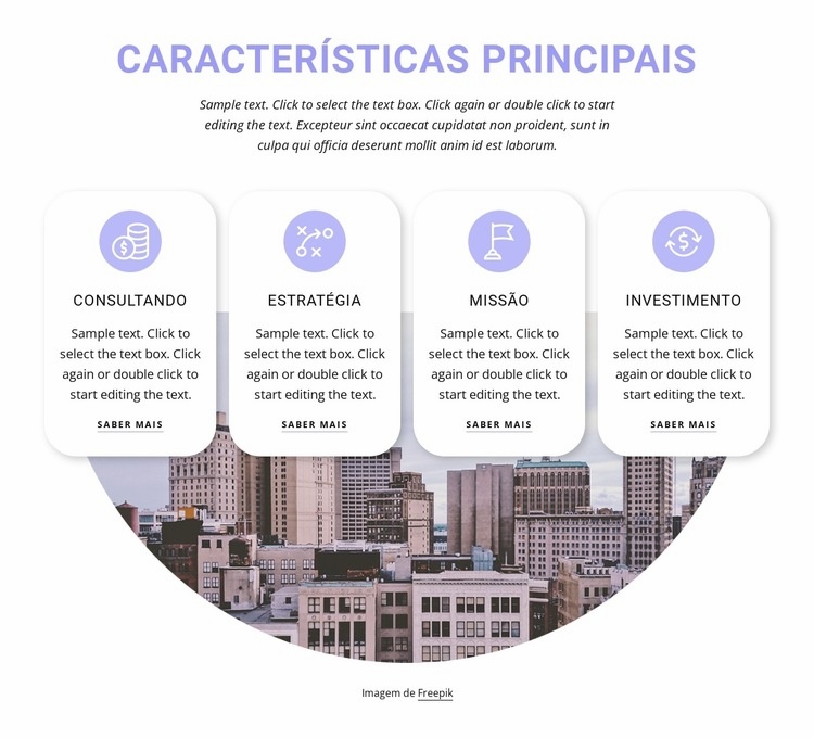 Nossa missão e estratégia Modelos de construtor de sites