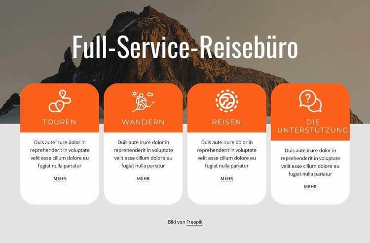 Full-Service-Reisebürodienstleistungen Landing Page