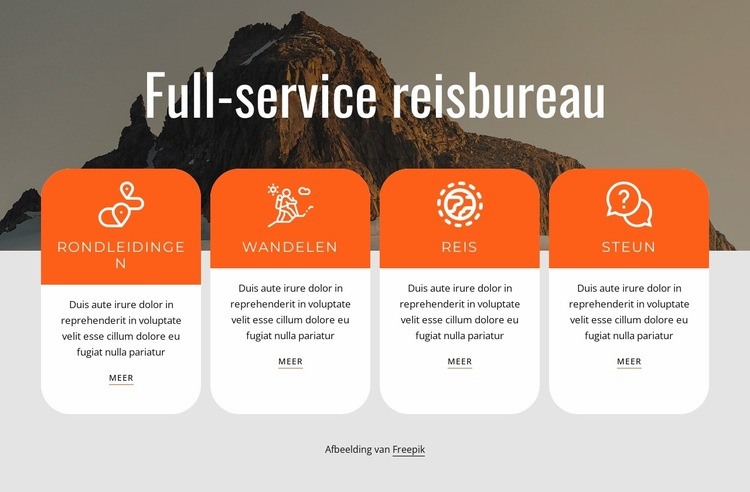Full-service reisbureaudiensten Website ontwerp