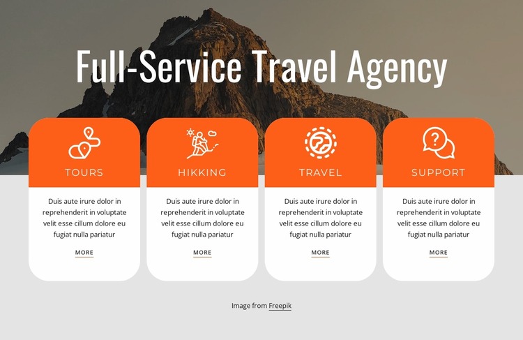 Full-service travel agency services WordPress Website Builder