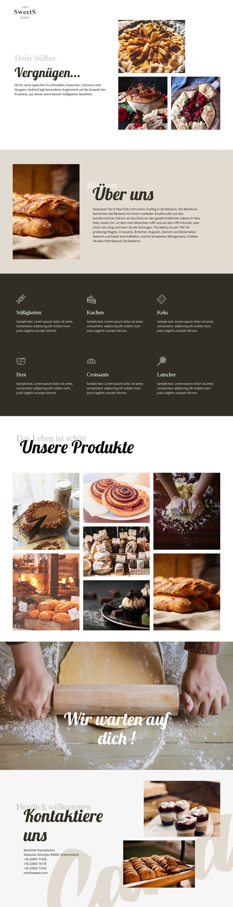 Kuchen und Backwaren Website-Modell