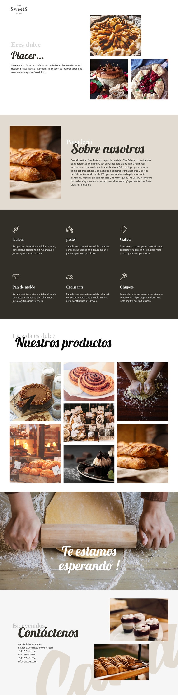 Pasteles y comida para hornear Diseño de páginas web