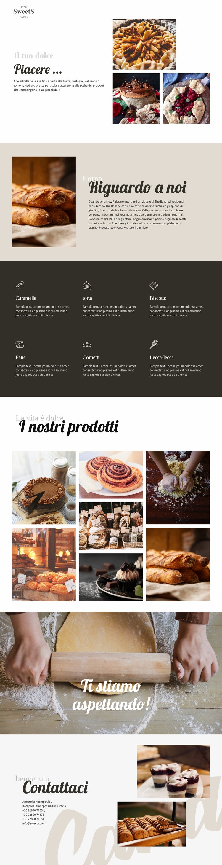 Torte e cibi da forno Costruttore di siti web HTML