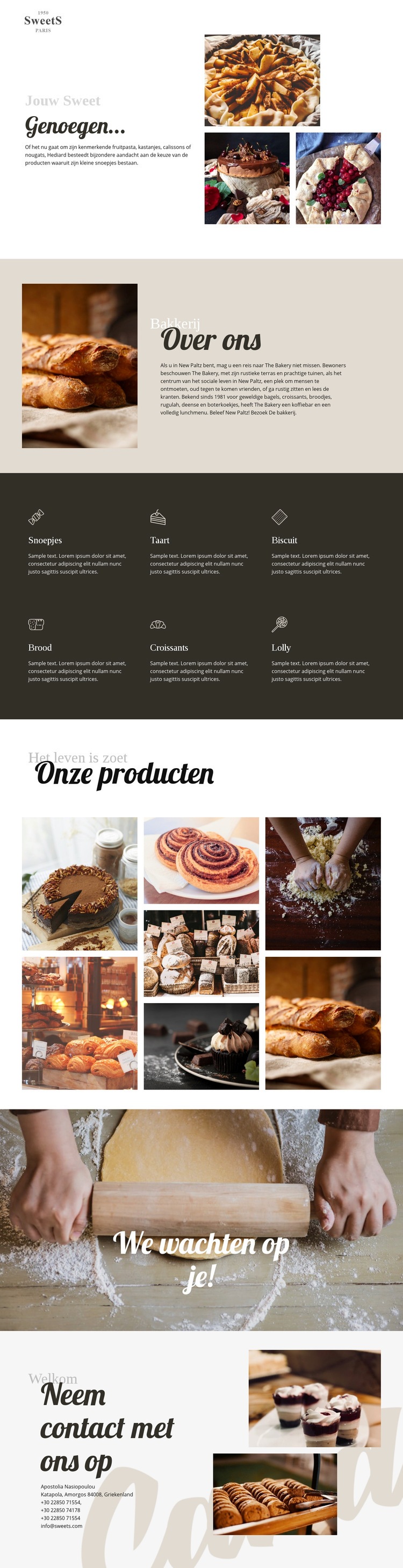 Taarten en bakvoedsel Website mockup
