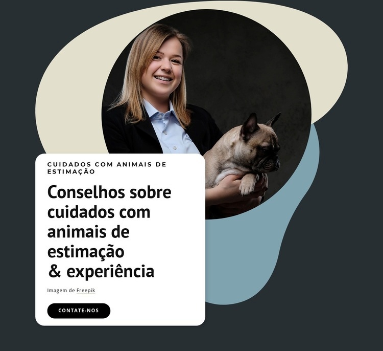 Conselhos de especialistas para animais de estimação Design do site