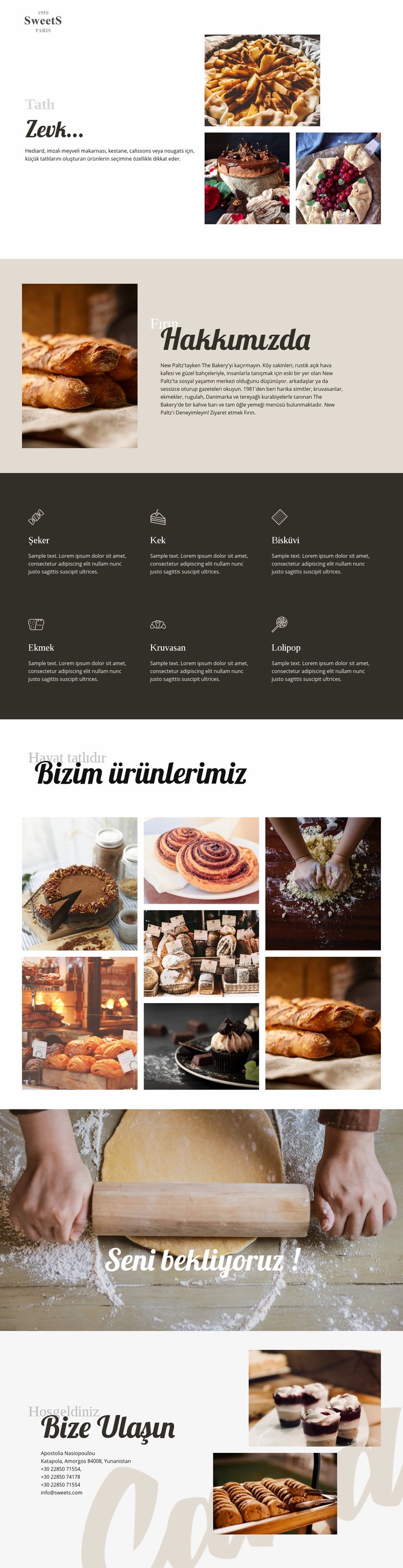 Pastalar ve pişirme yemekleri Web sitesi tasarımı