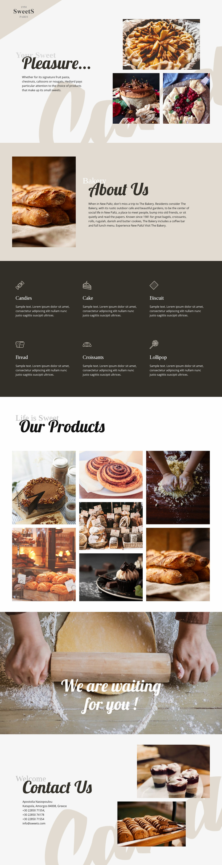 Cakes and baking food Web Page Design