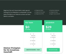 Tarifauswahl - Kostenloses Website-Design