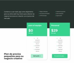 Selección De Tarifa - Diseño De Sitios Web Gratuito