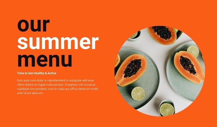 Summer menu Elementor Template Alternative